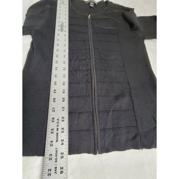 Cable & Gauge Women's Zipper Front Crew Neck Cardigan Sweater Black Size Large - Picture 7 of 7